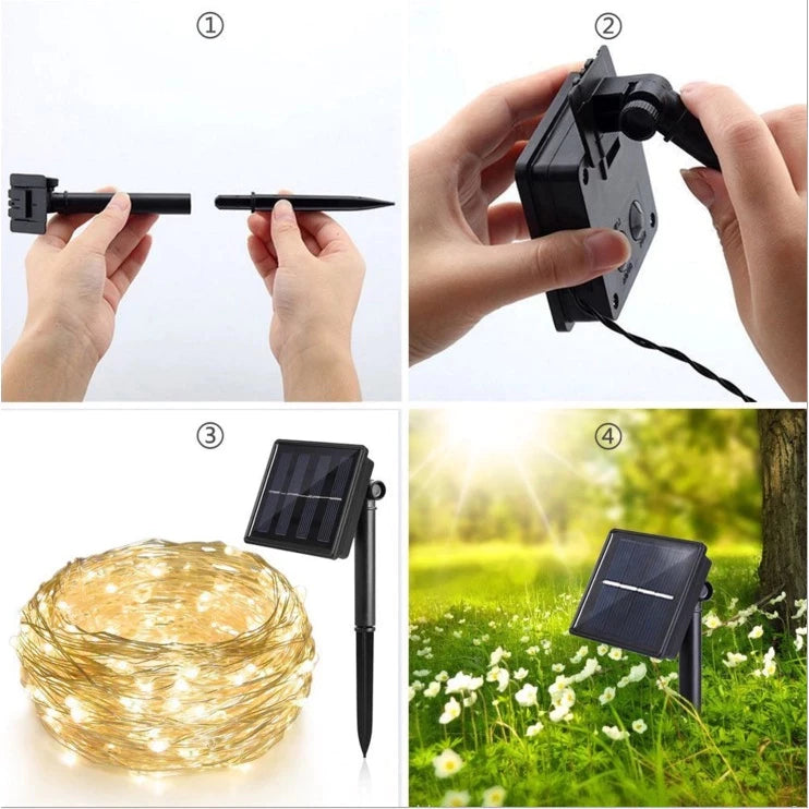 12M Solar LED Christmas Lights (Multi Color)